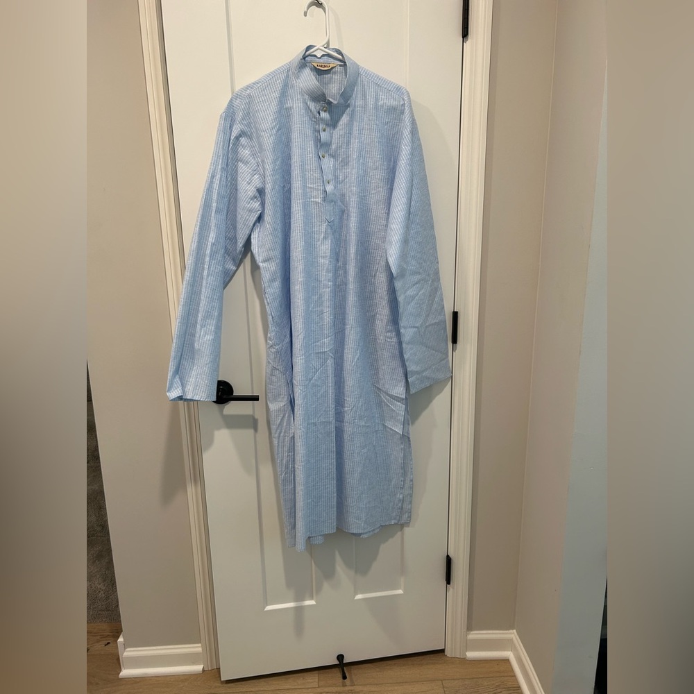 Light Blue Striped Long Sleeve Tunic
